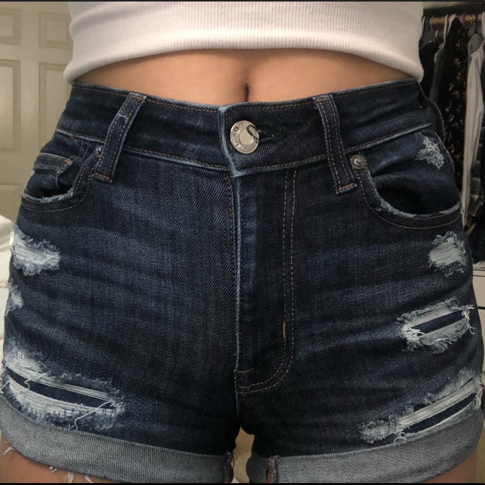 High rise denim shorts
